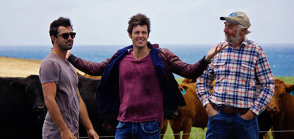 Ben Milbourne & Andy Allen from MasterChef with Cape Grim beef farmer John Bruce - image by Tara Dunstan Ben Milbourne & Andy Allen from MasterChef with Cape Grim beef farmer John Bruce - image by Tara Dunstan